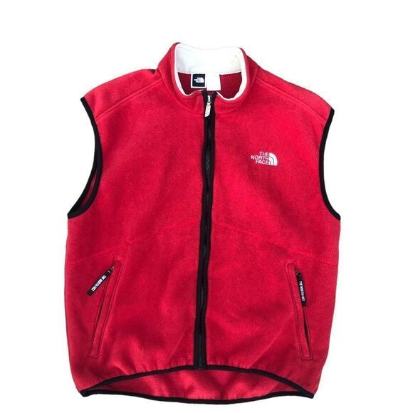 Vintage The North Face Fleece Jacket Vest Red Large - Picture 7 of 12